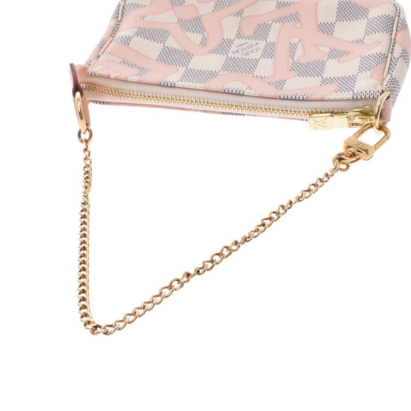 LOUIS VUITTON Damier Azur White Pouch Tahiti Pink Canvas Accessory - Picture 3 of 9